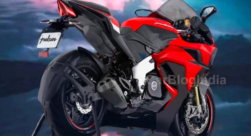 Bajaj Pulsar RS600 rear three quarters rendering