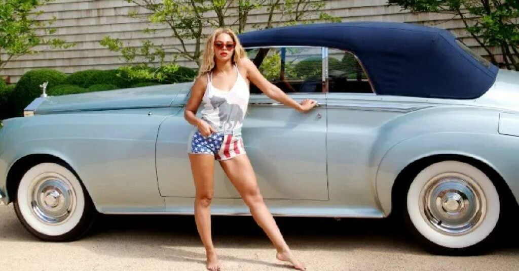Beyonce with her 1959 Rolls Royce Silver Cloud ll