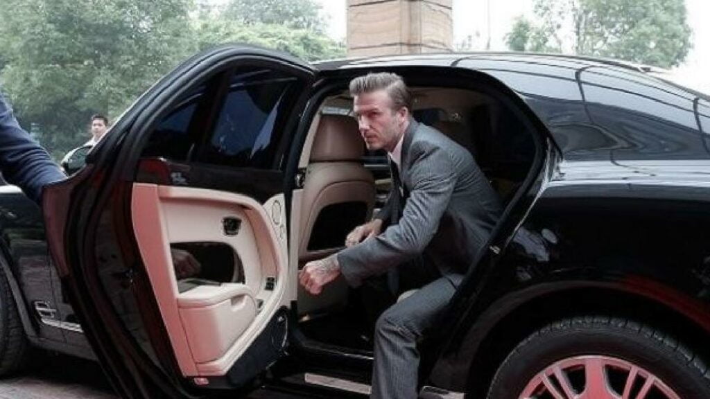 David Beckham with His Bentley Mulsanne