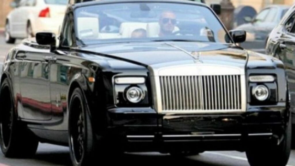 David Beckham with His Rolls Royce Phantom Drophead Coupe