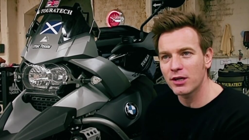 Ewan McGregor with his BMW R1200GS Adventure