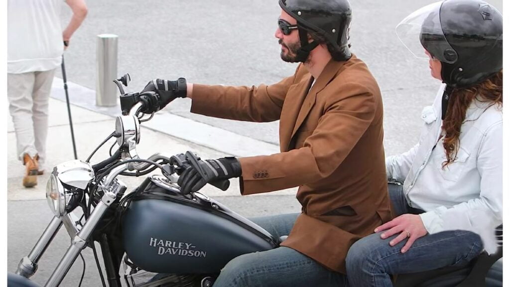 Keanu Reeves with his Harley Davidson Shovelhead