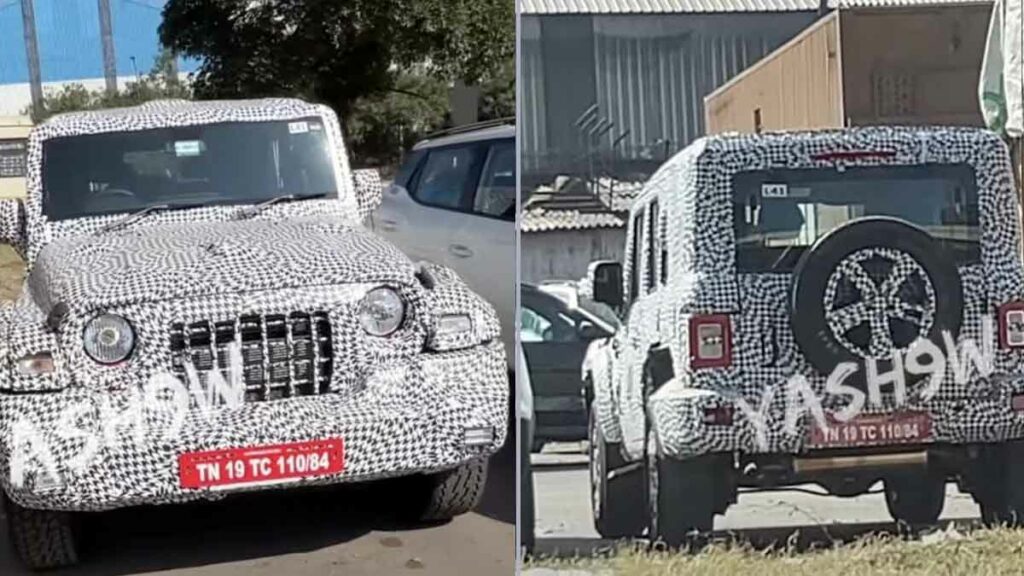 A test mule of the Mahindra Thar 5-door RWD variant was spied up close recently. 