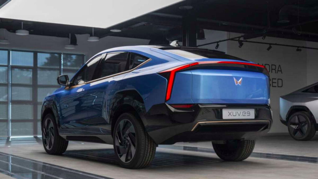 mahindra xuv.e9 rear three quarters