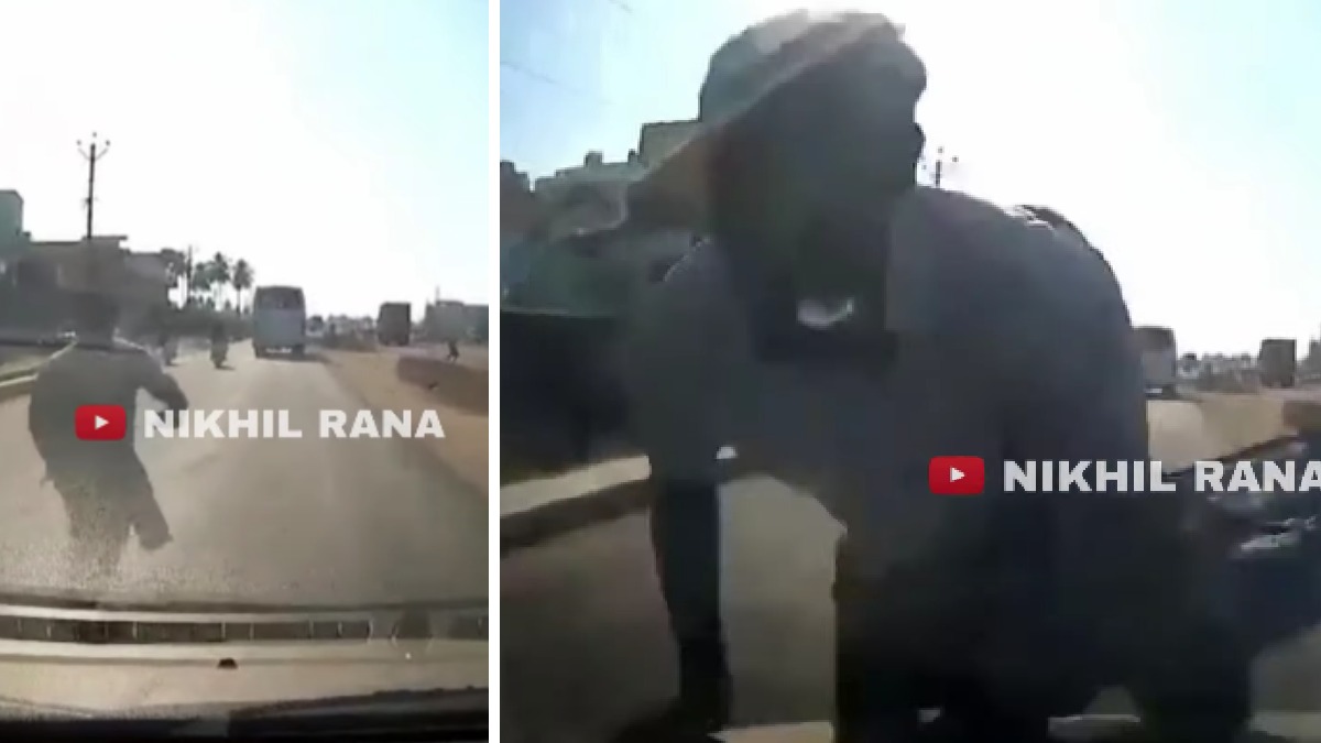 Man Jumps on Bonnet of a Moving Car