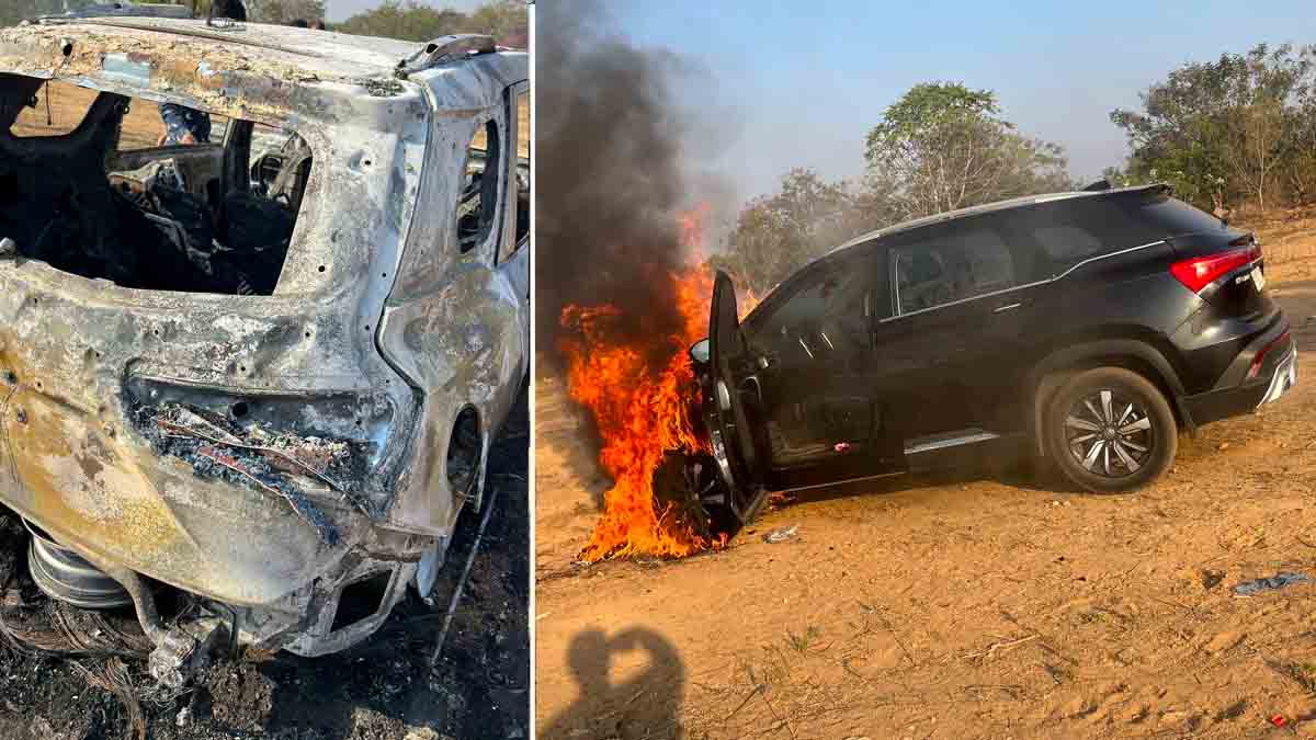 mg hector catches fire in Hyderabad
