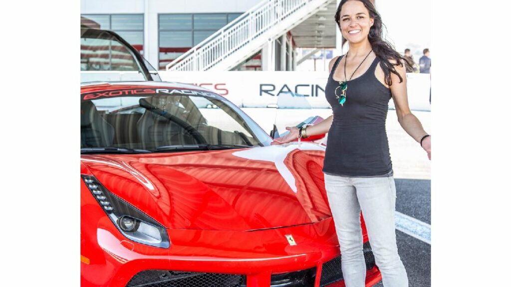 Michelle Rodriguez with her Ferrari 488 GTB