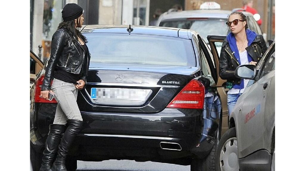 Michelle Rodriguez with her Mercedes S-Class