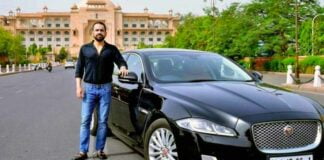 Rahul Taneja with is Jaguar with a Rs 16 lakh number