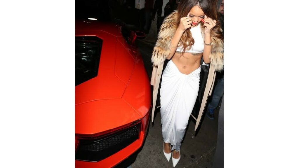 Rihanna with Her Lamborghini Aventador