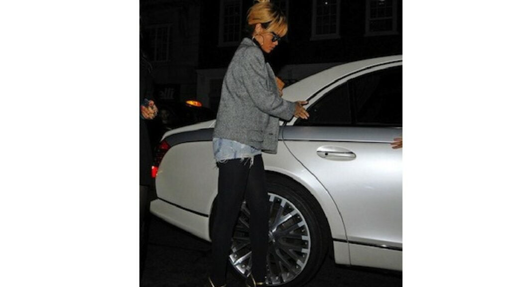 Rihanna with her Mercedes-Maybach 57S