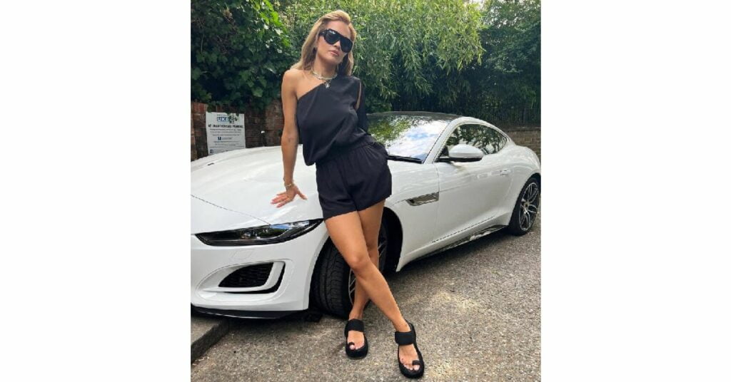 Rita Ora with her Jaguar F-Type