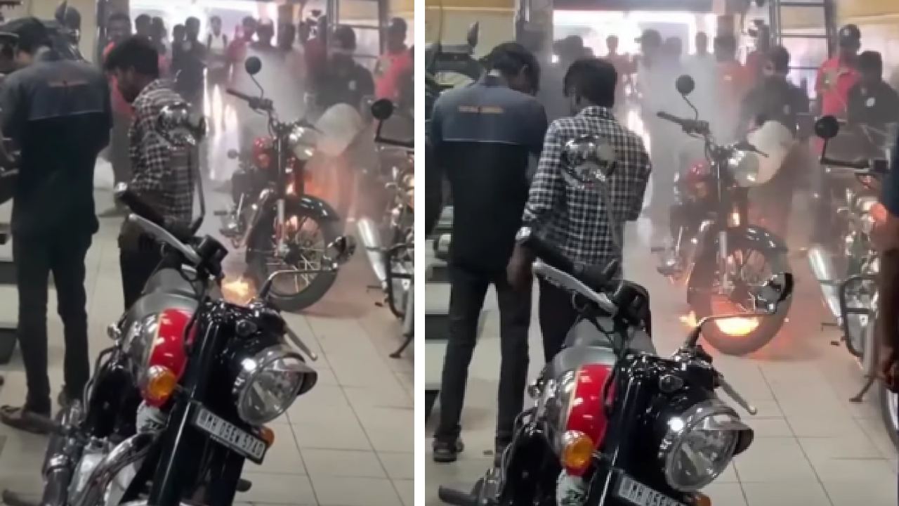 Royal Enfield Bullet Catches Fire After Delivery