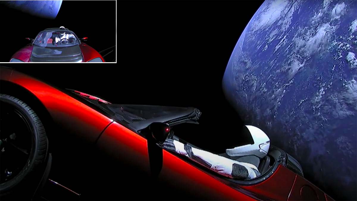 Location of Elon Musk's Tesla Roadster in Space