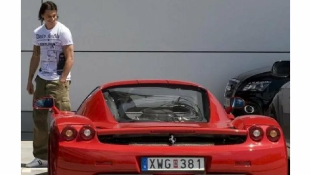 Zlatan Ibrahimovic with his Ferrari Enzo