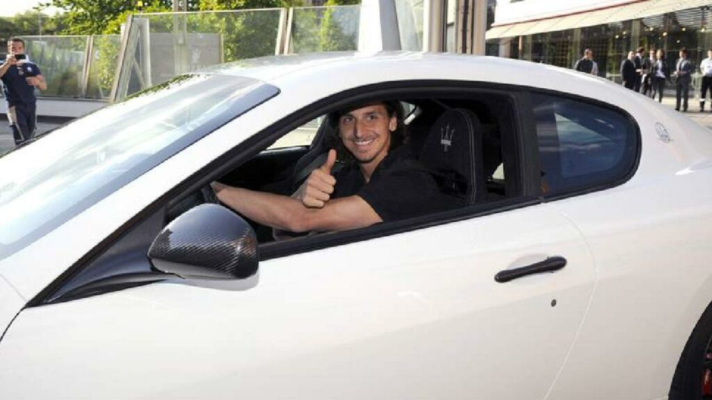 Zlatan Ibrahimovic with his Maserati Gran Turismo