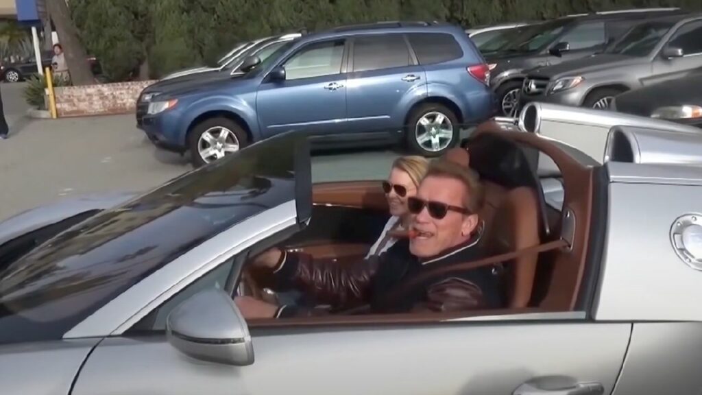 Arnold Schwarzenegger with Bugatti Veyron