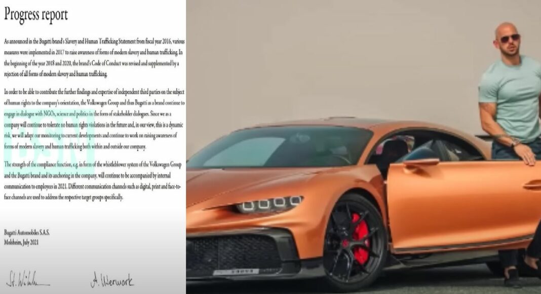 Andrew Tate's Car Removed From Bugatti Instagram Page