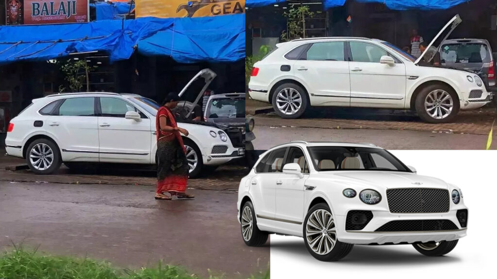 Bentley Bentayga Suv Spotted at Roadside Garage in Mumbai