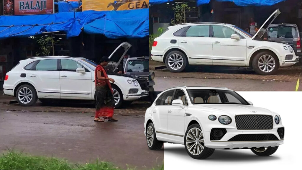 Bentley Bentayga SUV Spotted At Roadside Garage In Mumbai