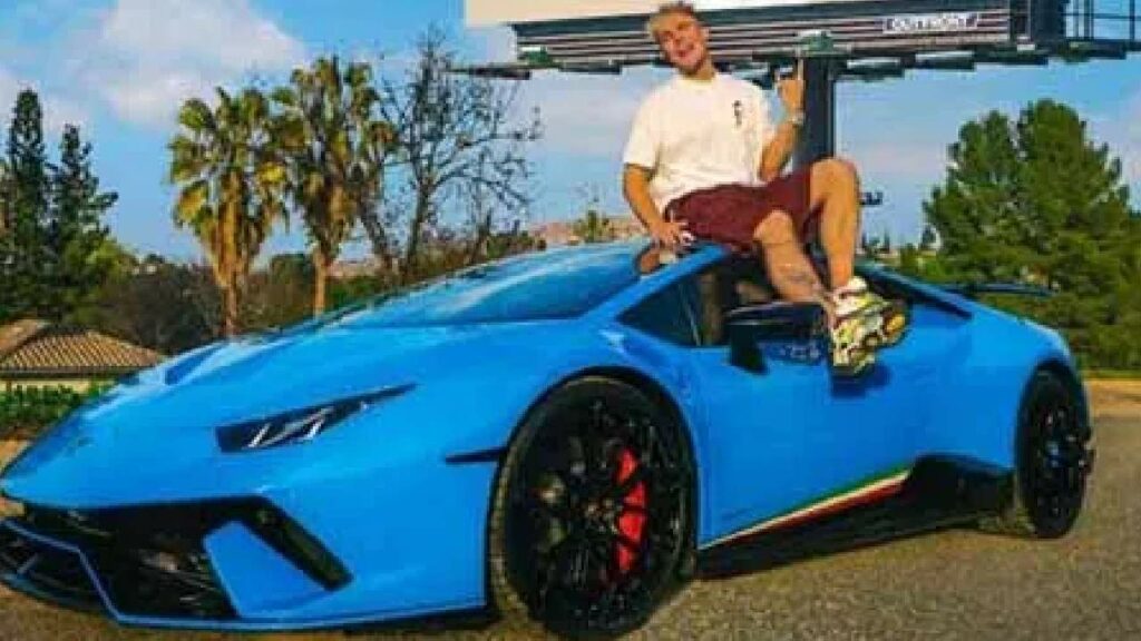 Jake Paul with his Lamborghini Huracan Performante