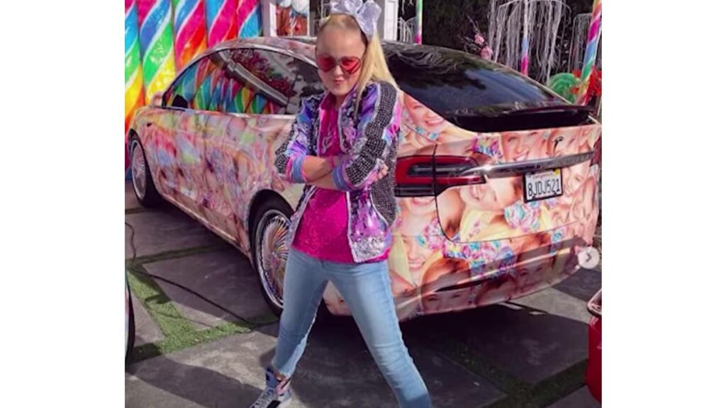 Jojo Siwa with her Tesla Model X