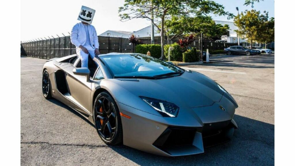 Marshmello with His Lamborghini Aventador S