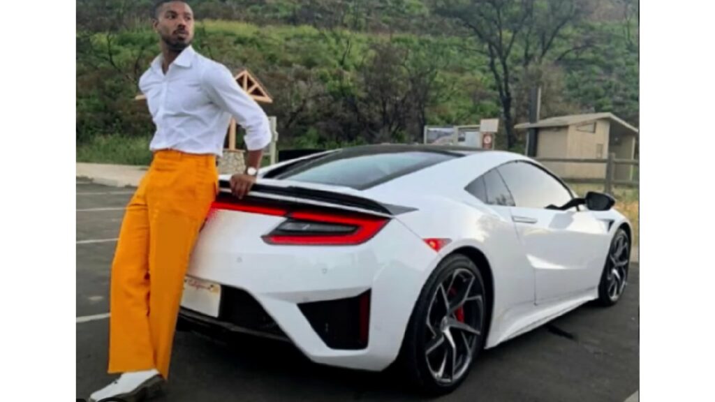 Michael B Jordan with his 2017 Acura NSX