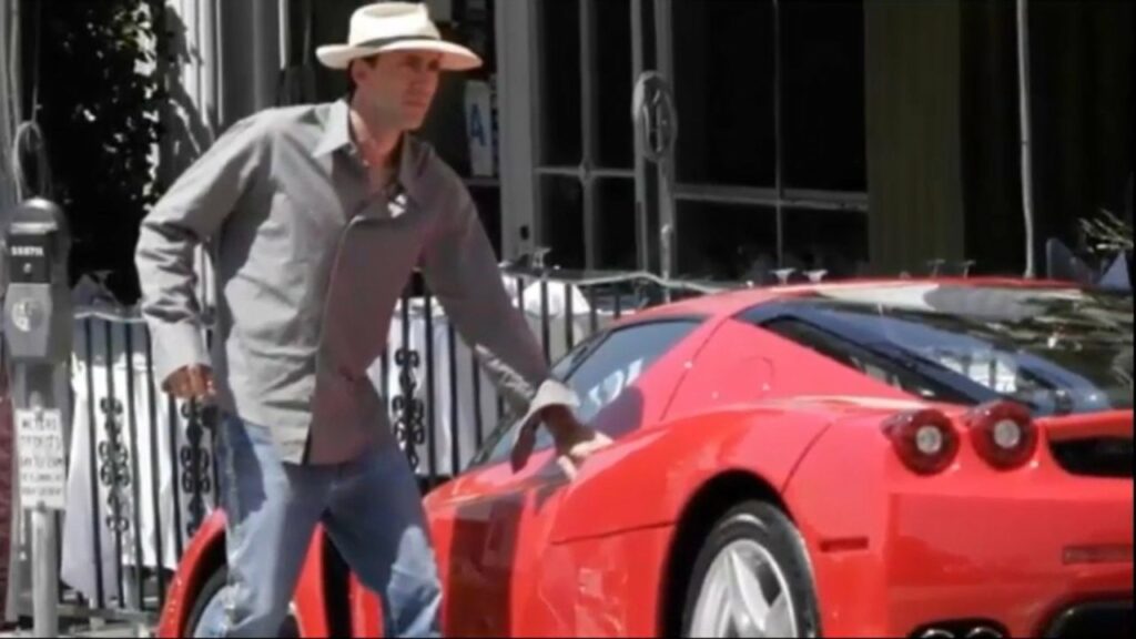 Nicolas Cage with His Ferrari Enzo