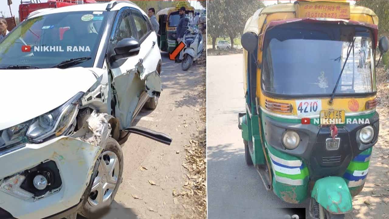 Tata Nexon and Auto Rickshaw Accident