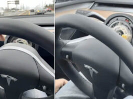 Tesla steering wheel comes off