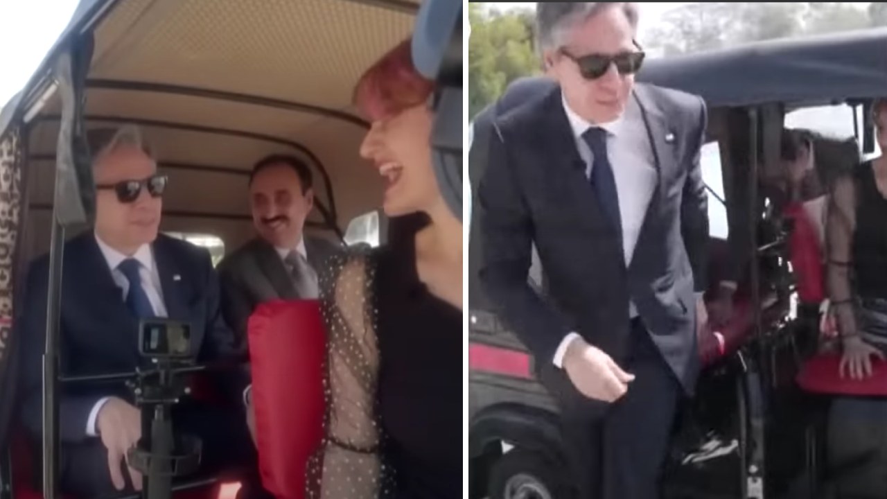 US Secretary Antony Blinken Rides Auto Rickshaw