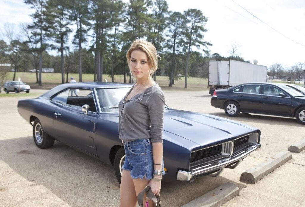 Amber Heard with Her 1969 Dodge Charger