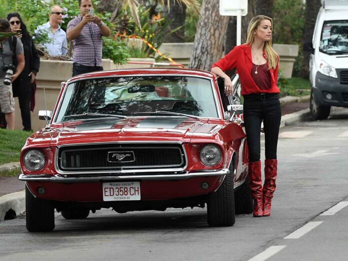 Amber Heard with Her 1968 Ford Mustang