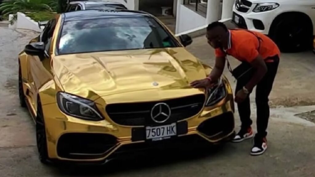 Andre Russel with His Mercedes Amg C63