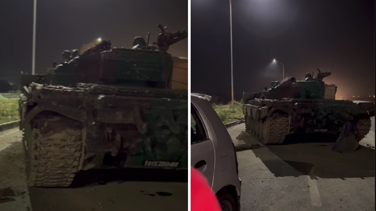 Army Tank Abandoned on Expressway