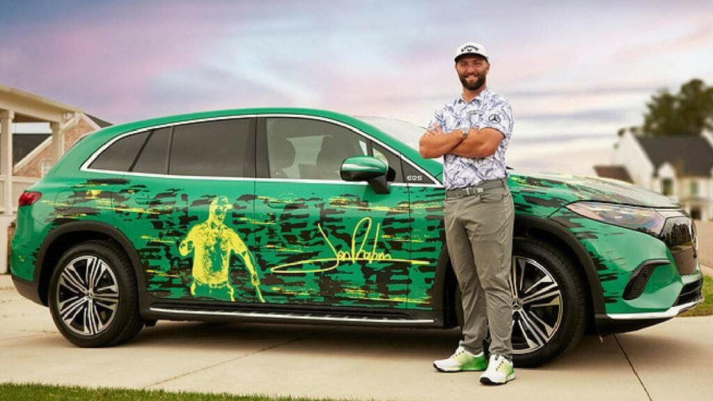 Jon Rahm with His Mercedes Eqs