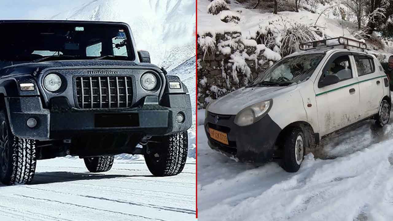 mahindra thar alto snow drive