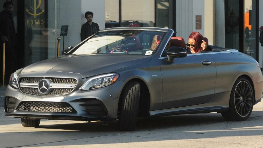 Megan Thee Stallion with her Mercedes SLS AMG