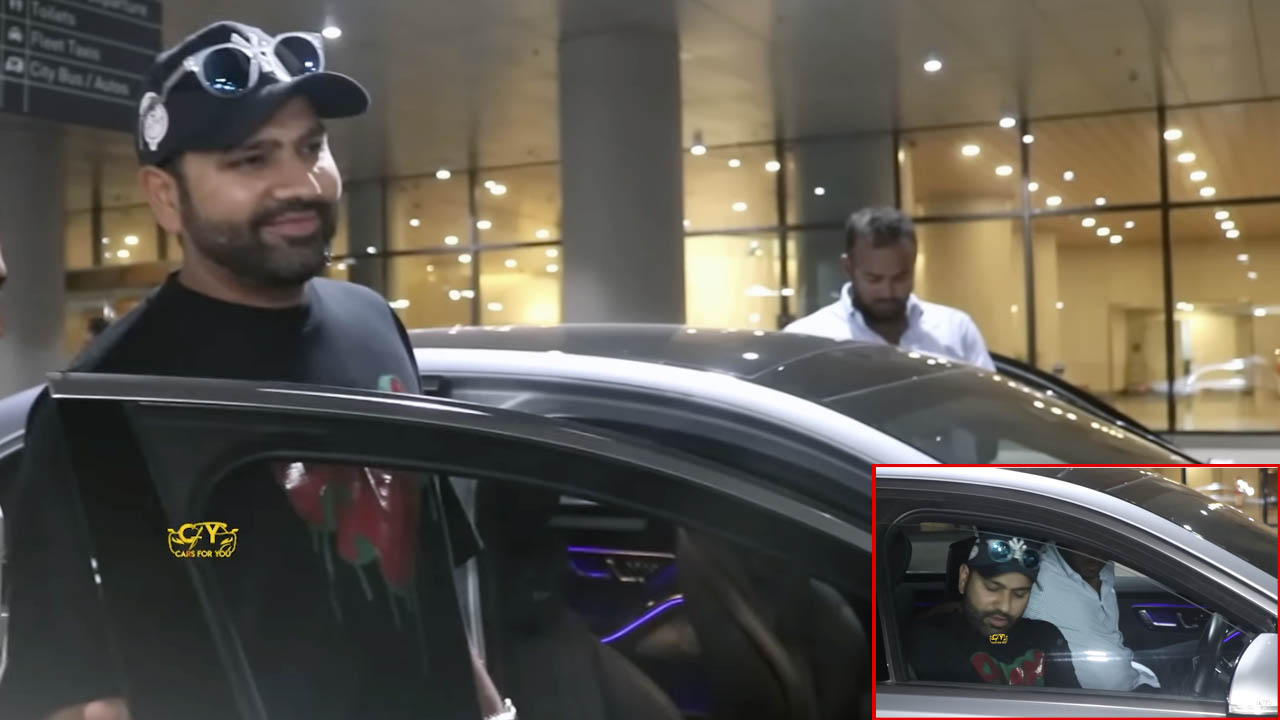 Rohit Sharma in Mercedes S-Class at the Airport