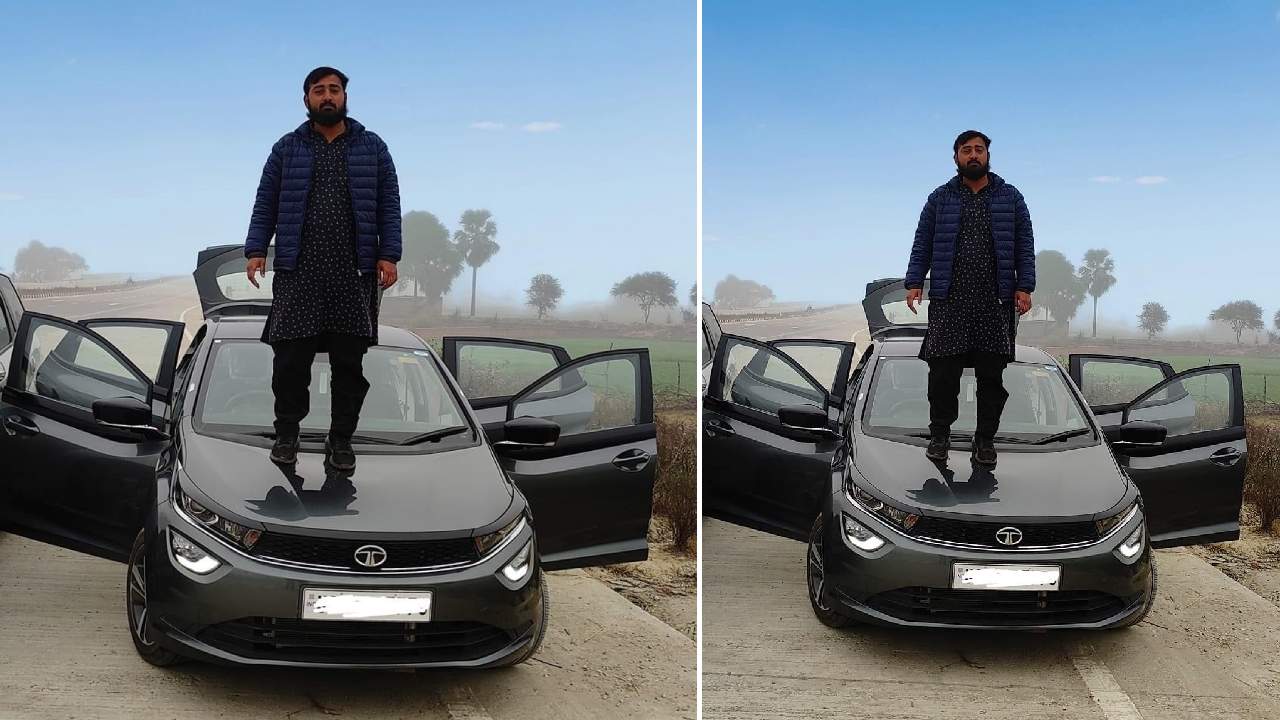 Tata Altroz Owner Stands on Bonnet