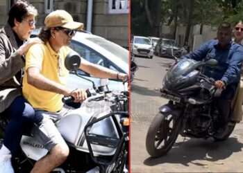 amitabh bachchan anuskha sharma ride motorcycle without helmet