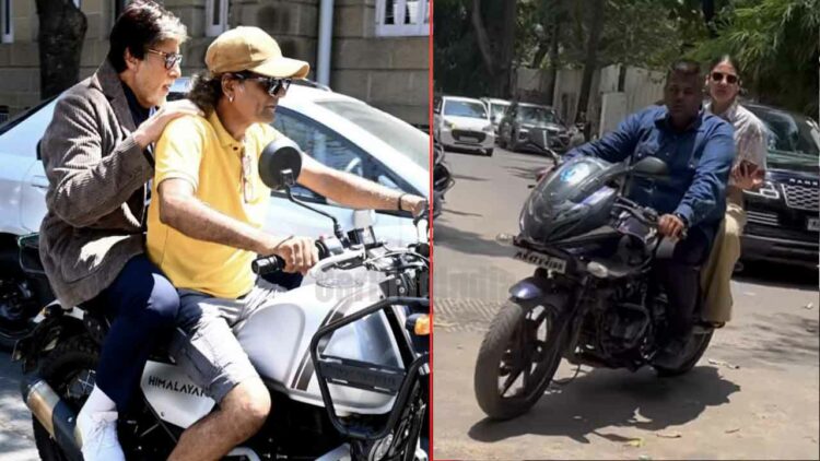 amitabh bachchan anuskha sharma ride motorcycle without helmet