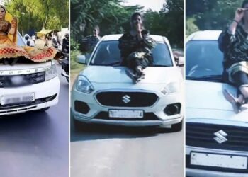 Girls Riding on Bonnet of Tata Safari and Maruti Dzire to create reels fined heavily by the police.