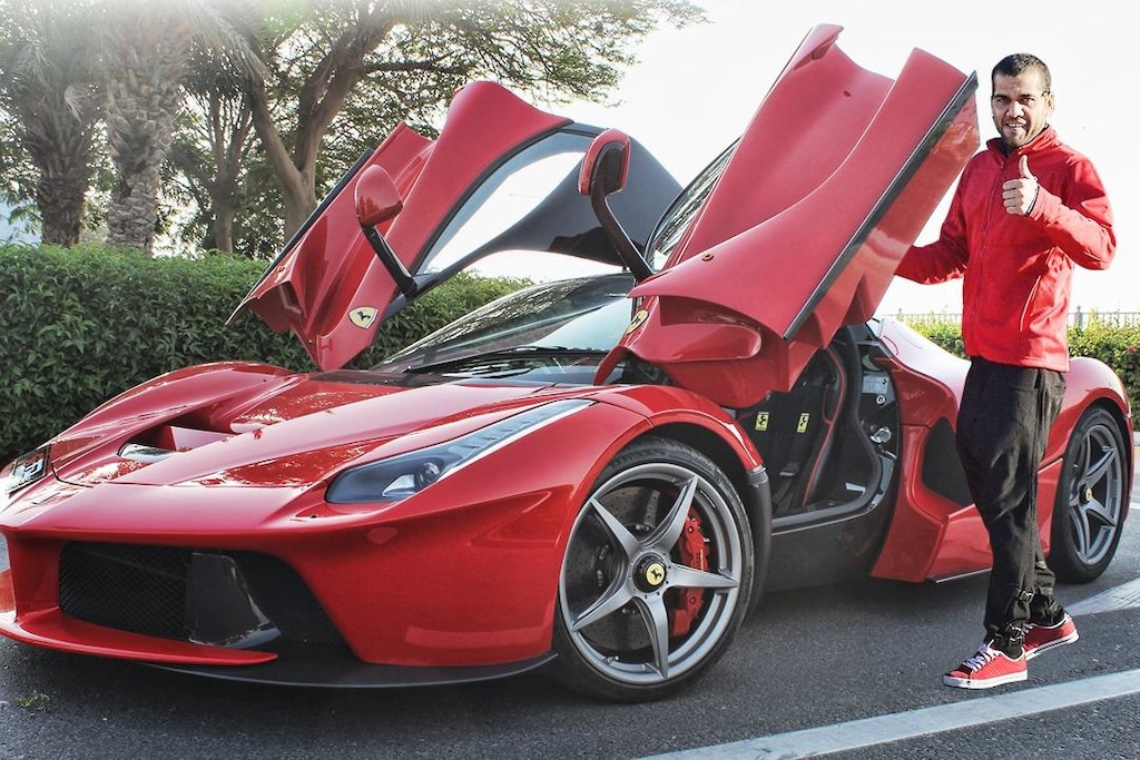 Dani Alves with his Ferrari California
