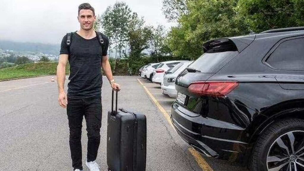 Fabian Schar with His Jaguar