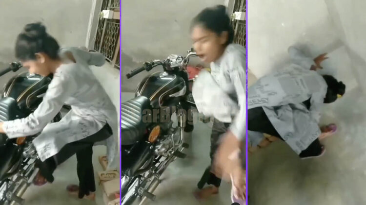 Girl Tries to Kickstart Royal Enfield Bullet