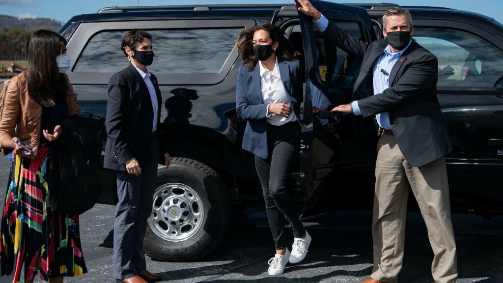Kamala Harris with her Chevrolet Suburban