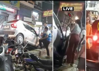 Maruti Ignis Climbs on Parked bikes