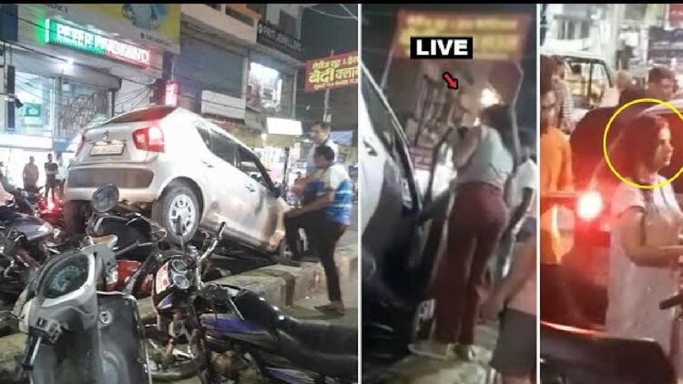 Maruti Ignis Climbs on Parked bikes